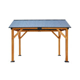 [09X11] Alora Heavy Duty All-Weather Hard Top Wooden Carport Gazebo With Galvanized Steel Roof (SAK39187)