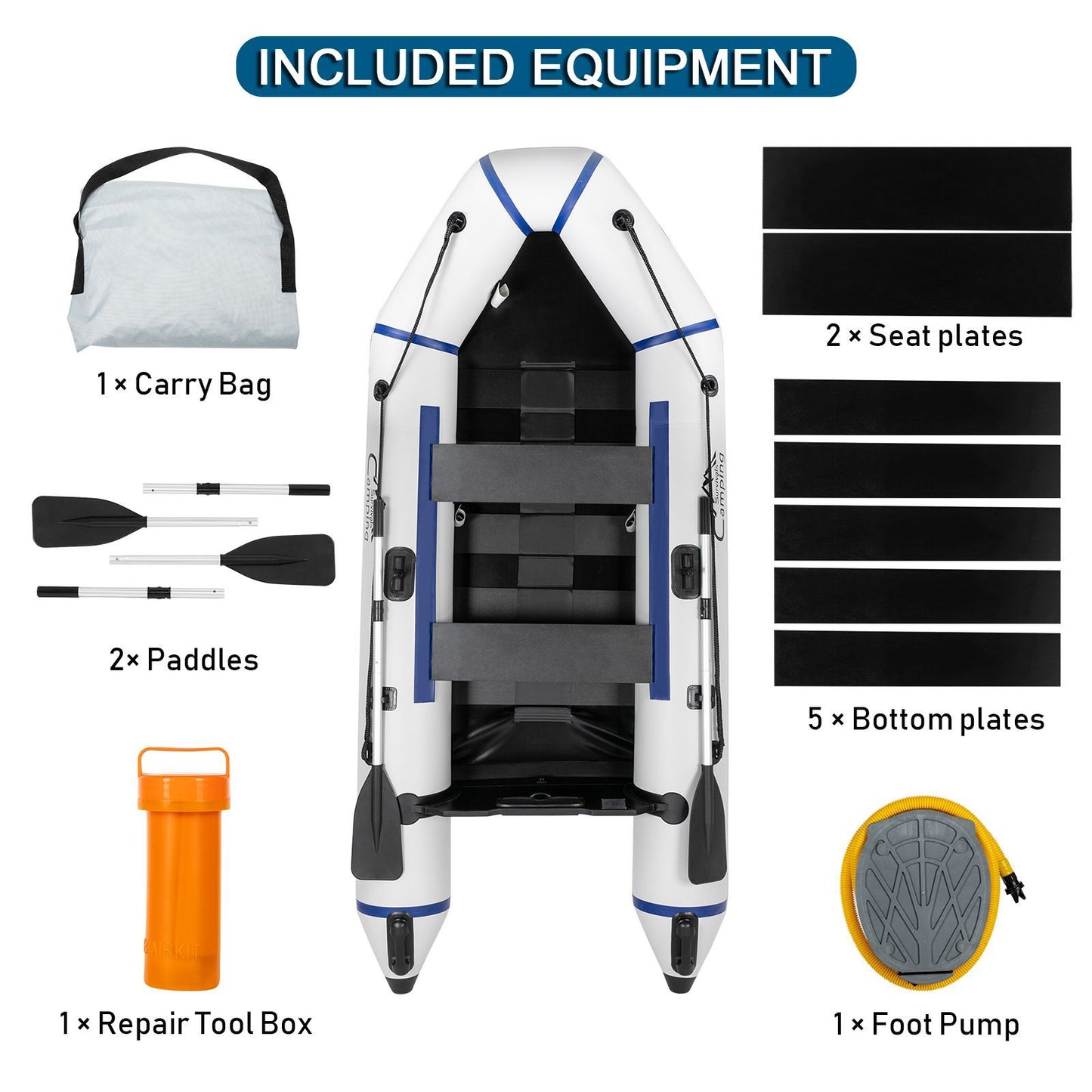 Camping Survivals 10ft PVC 330kg Water  Assault Boat Off-White