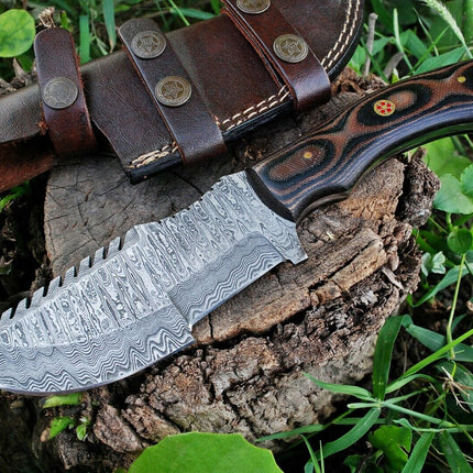 Knife from the Movie The Hunted – 10" Damascus Steel with Micarta Handle