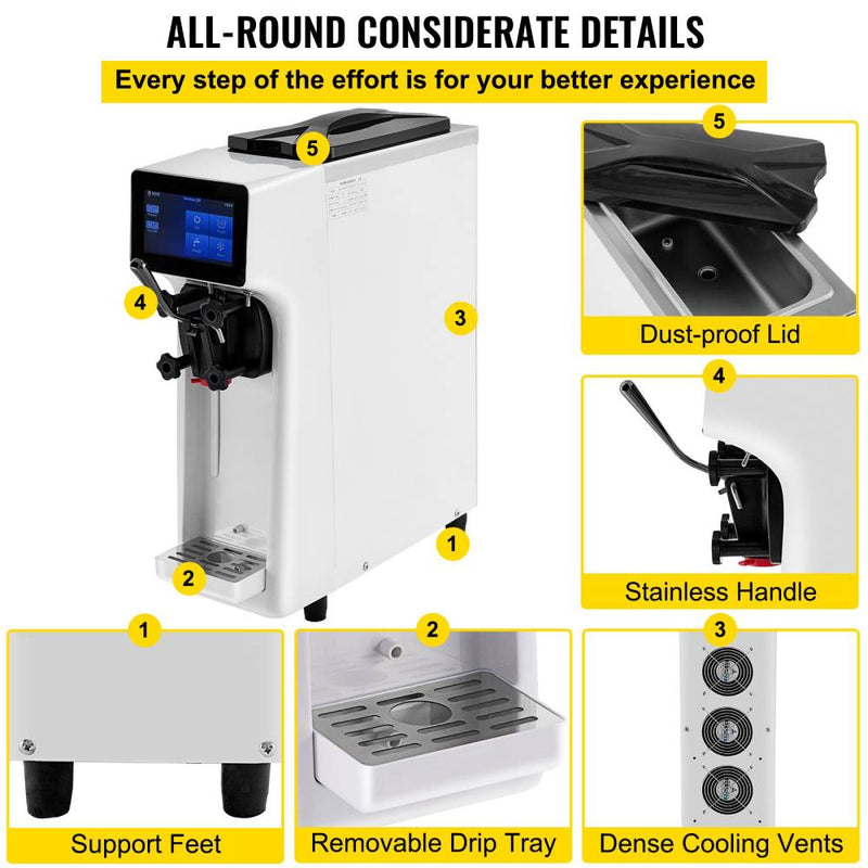 1000W Commercial Home Soft Serve Frozen Yogurt Ice Cream Maker Machine, 4.0L (SAK83425)