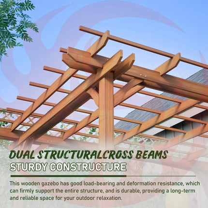 [10X12FT] Alora Premium Extra Large Outdoor Weather-Resistant Wooden Grape Pergola (SAK16278) - Phoenix Fire Art Store