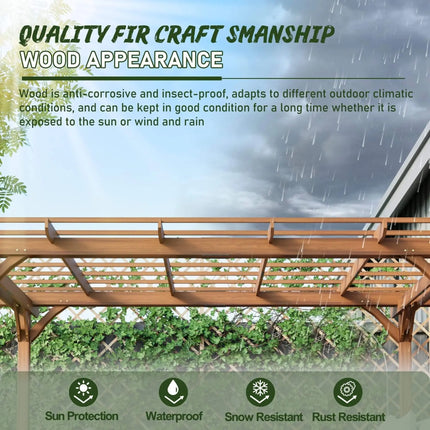 [10X12FT] Alora Premium Extra Large Outdoor Weather-Resistant Wooden Grape Pergola (SAK16278) - Phoenix Fire Art Store