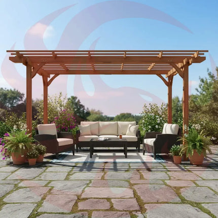 [10X12FT] Alora Premium Extra Large Outdoor Weather-Resistant Wooden Grape Pergola (SAK16278) - Phoenix Fire Art Store