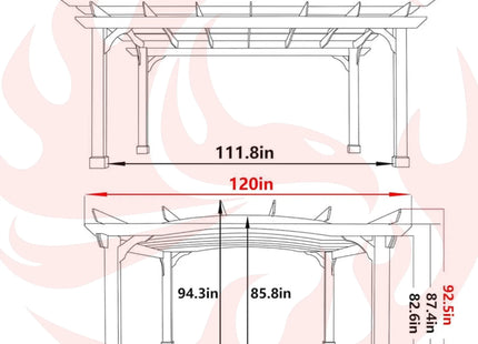 [10X12FT] Alora Premium Outdoor All-Season Backyard Patio Cedar Wood Gazebo Pergola With Arched Roof (SAK42915) - Phoenix Fire Art Store