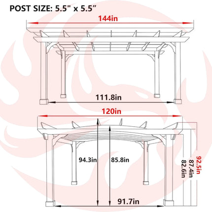 [10X12FT] Alora Premium Outdoor All-Season Backyard Patio Cedar Wood Gazebo Pergola With Arched Roof (SAK42915) - Phoenix Fire Art Store