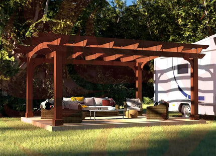 [10X12FT] Alora Premium Outdoor All-Season Backyard Patio Cedar Wood Gazebo Pergola With Arched Roof (SAK42915) - Phoenix Fire Art Store