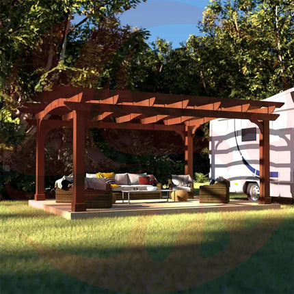 [10X12FT] Alora Premium Outdoor All-Season Backyard Patio Cedar Wood Gazebo Pergola With Arched Roof (SAK42915) - Phoenix Fire Art Store