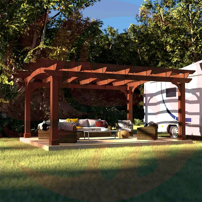 [10X12FT] Alora Premium Outdoor All-Season Backyard Patio Cedar Wood Gazebo Pergola With Arched Roof (SAK42915) - Phoenix Fire Art Store