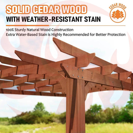 [10X12FT] Alora Premium Outdoor All-Season Backyard Patio Cedar Wood Gazebo Pergola With Arched Roof (SAK42915) - Phoenix Fire Art Store