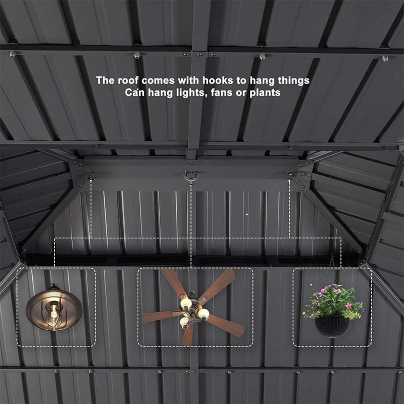 [10X13FT] Alora Large Premium Outdoor Hardtop Aluminum Gazebo With Galvanized Steel Double Roof (SAK74826)