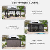 [10X13FT] Alora Large Premium Outdoor Hardtop Aluminum Gazebo With Galvanized Steel Double Roof (SAK74826)