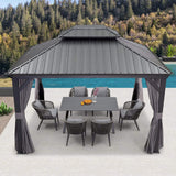 [10X13FT] Alora Large Premium Outdoor Hardtop Aluminum Gazebo With Galvanized Steel Double Roof (SAK74826)