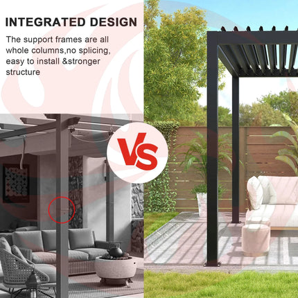 [10X19FT] Alora Premium Powder-Coated Aluminum Pergola With Adjustable Louvers (SAK78345) - Phoenix Fire Art Store