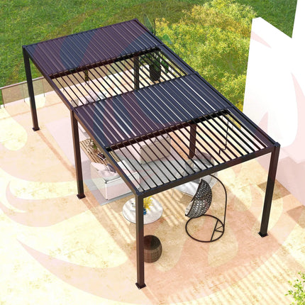 [10X19FT] Alora Premium Powder-Coated Aluminum Pergola With Adjustable Louvers (SAK78345) - Phoenix Fire Art Store