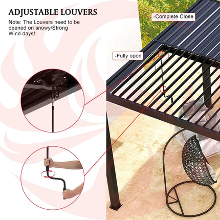 [10X19FT] Alora Premium Powder-Coated Aluminum Pergola With Adjustable Louvers (SAK78345) - Phoenix Fire Art Store