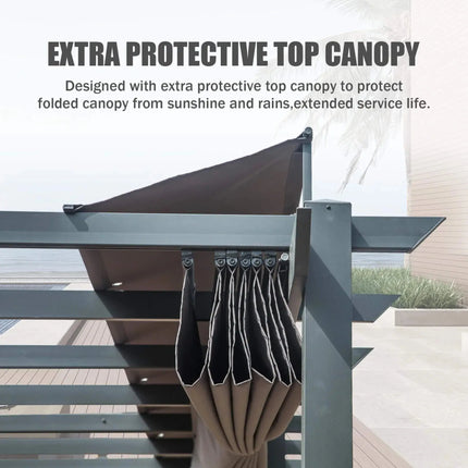 [11X20FT] Alora Premium Outdoor Retractable Aluminum Pergola Gazebo With Weather-Resistant Canopy (SAK54612) - Phoenix Fire Art Store