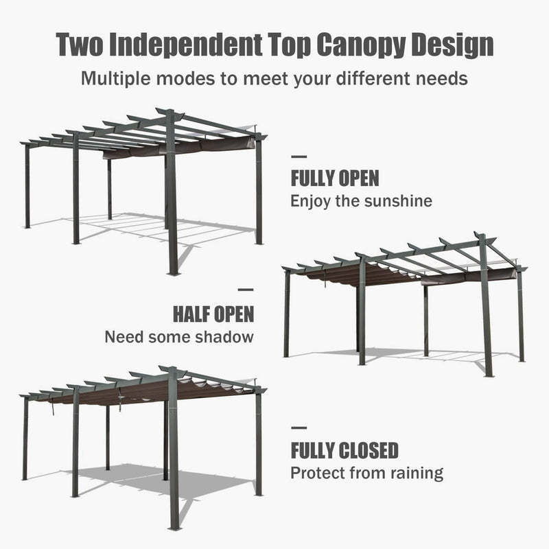 [11X20FT] Alora Premium Outdoor Retractable Aluminum Pergola Gazebo With Weather-Resistant Canopy (SAK54612)