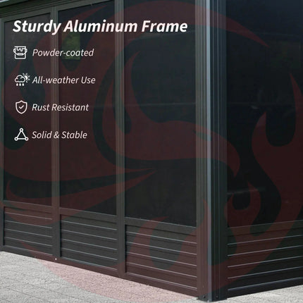 [11X21FT] Alora Outdoor All-Season Solarium Sunroom Gazebo With Galvanized Steel Roof (SAK42018) - Phoenix Fire Art Store