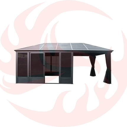 [11X21FT] Alora Outdoor All-Season Solarium Sunroom Gazebo With Galvanized Steel Roof (SAK42018) - Phoenix Fire Art Store