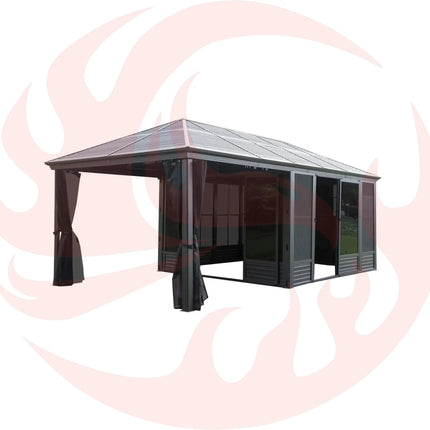 [11X21FT] Alora Outdoor All-Season Solarium Sunroom Gazebo With Galvanized Steel Roof (SAK42018) - Phoenix Fire Art Store