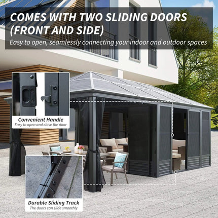 [11X21FT] Alora Outdoor All-Season Solarium Sunroom Gazebo With Galvanized Steel Roof (SAK42018) - Phoenix Fire Art Store