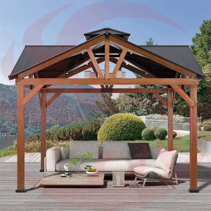 [12X12FT] Alora Premium Outdoor Cedar Wood Hardtop Gazebo With Galvanized Steel Roof (SAK31864) SAKSBY WHOLESALE