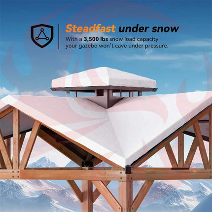 [12X12FT] Alora Premium Outdoor Cedar Wood Hardtop Gazebo With Galvanized Steel Roof (SAK31864) SAKSBY WHOLESALE