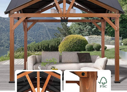 [12X12FT] Alora Premium Outdoor Cedar Wood Hardtop Gazebo With Galvanized Steel Roof (SAK31864) SAKSBY WHOLESALE
