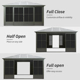 [12X14FT] Alora Premium All-Weather Outdoor Aluminum Sunroom With Galvanized Steel Hardtop Sloping Roof, Lockable Doors, And Moveable PC Screens (SAK76831)