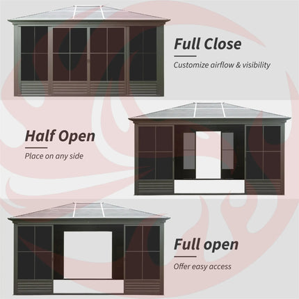 [12X14FT] Alora Premium All-Weather Outdoor Aluminum Sunroom With Galvanized Steel Hardtop Sloping Roof, Lockable Doors, And Moveable PC Screens (SAK76831) SAKSBY WHOLESALE