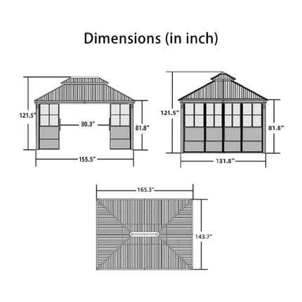 [12X14FT] Large Heavy-Duty Outdoor Aluminum Patio Hard Double Steel Top Backyard Sun Room Gazebo (94625371) SAKSBY WHOLESALE