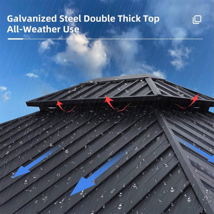 [12X14FT] Large Heavy-Duty Outdoor Aluminum Patio Hard Double Steel Top Backyard Sun Room Gazebo (94625371) SAKSBY WHOLESALE