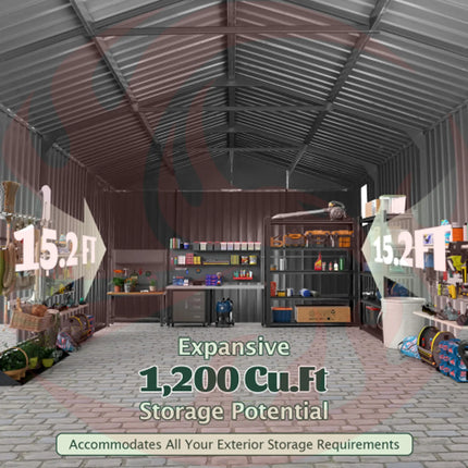 Extra Large Outdoor Heavy Duty Metal Garage Shed With Lockable Doors (SAK14093) - Phoenix Fire Art Store