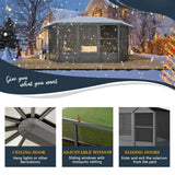 [12x15FT] Alora Extra Large Premium Outdoor All-Season Polycarbonate Hardtop Solarium Sunroom With Sliding Doors (SAK69584)