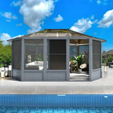 [12x15FT] Alora Extra Large Premium Outdoor All-Season Polycarbonate Hardtop Solarium Sunroom With Sliding Doors (SAK69584)