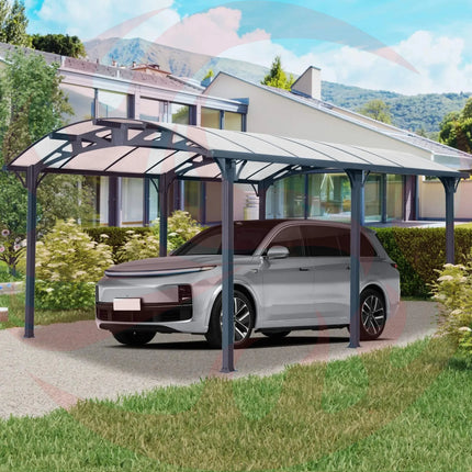 [12X16FT] Alora Large Outdoor Aluminum Arch Carport With Polycarbonate Panels (SAK65820) - Phoenix Fire Art Store
