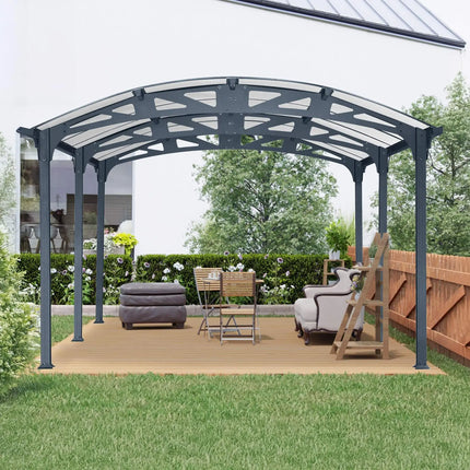 [12X16FT] Alora Large Outdoor Aluminum Arch Carport With Polycarbonate Panels (SAK65820) - Phoenix Fire Art Store