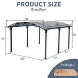 [12X16FT] Alora Large Outdoor Aluminum Arch Carport With Polycarbonate Panels (SAK65820)