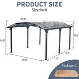 [12X16FT] Alora Large Outdoor Aluminum Arch Carport With Polycarbonate Panels (SAK65820)