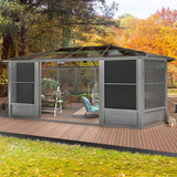[12x18FT] Alora Large Luxury Outdoor All-Season Aluminum Solarium Sunroom With Polycarbonate Hardtop And Sliding Doors (SAK35948)