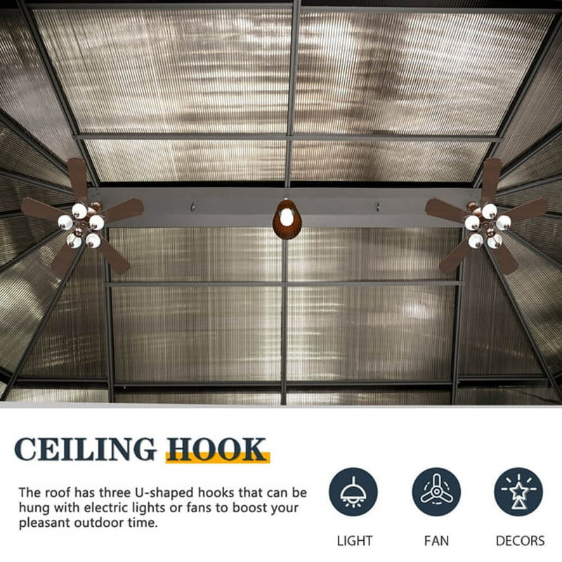 [12x18FT] Alora Large Luxury Outdoor All-Season Aluminum Solarium Sunroom With Polycarbonate Hardtop And Sliding Doors (SAK35948)