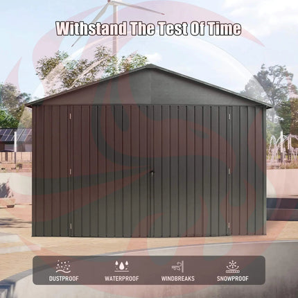 Extra Large Outdoor Heavy Duty Metal Garage Shed With Lockable Doors (SAK14093) - Phoenix Fire Art Store