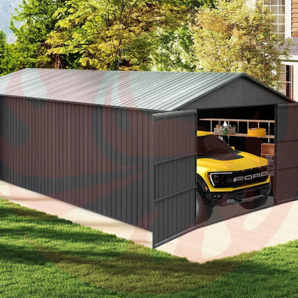 Extra Large Outdoor Heavy Duty Metal Garage Shed With Lockable Doors (SAK14093) - Phoenix Fire Art Store