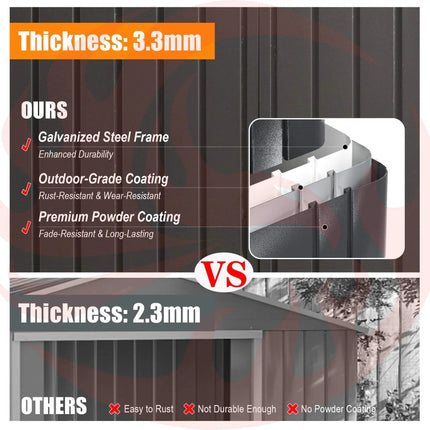 Extra Large Outdoor Heavy Duty Metal Garage Shed With Lockable Doors (SAK14093) - Phoenix Fire Art Store