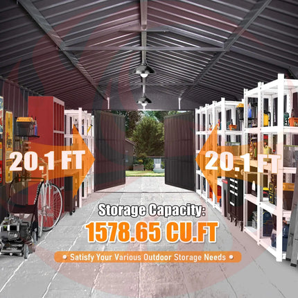 Extra Large Outdoor Heavy Duty Metal Garage Shed With Lockable Doors (SAK14093) - Phoenix Fire Art Store