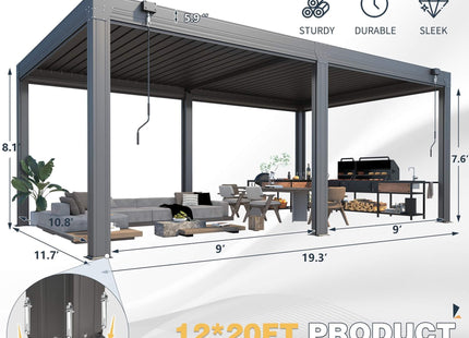 Alora White Louvered Aluminum Pergola With Adjustable Roof And Pull-Down Screens (SAK46817) SAKSBY WHOLESALE