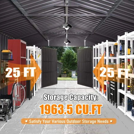Extra Large Outdoor Heavy Duty Metal Garage Shed With Lockable Doors (SAK14093) - Phoenix Fire Art Store