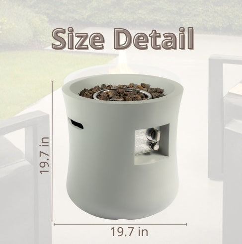 Outdoor Propane Fire Pit Table,Compact Streamlined Modern 20-inch,Round Graphite Base With Waterproof Cover,Free Lava Rocks - Phoenix Fire Art Store
