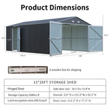 [13x20FT] Alora Large Heavy-Duty Outdoor Metal Storage Shed With Double Doors (SAK65331)