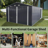 [13x20FT] Alora Large Heavy-Duty Outdoor Metal Storage Shed With Double Doors (SAK65331)
